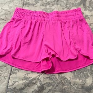 The Zig Zag Stripe hot pink shorts with elastic waist band